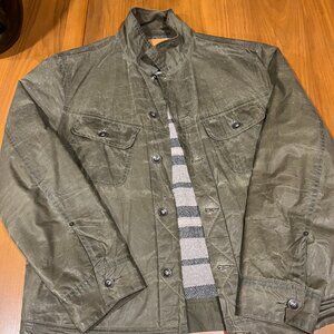Taylor Stitch Lined Long Haul Jacket in Olive Waxed Canvas